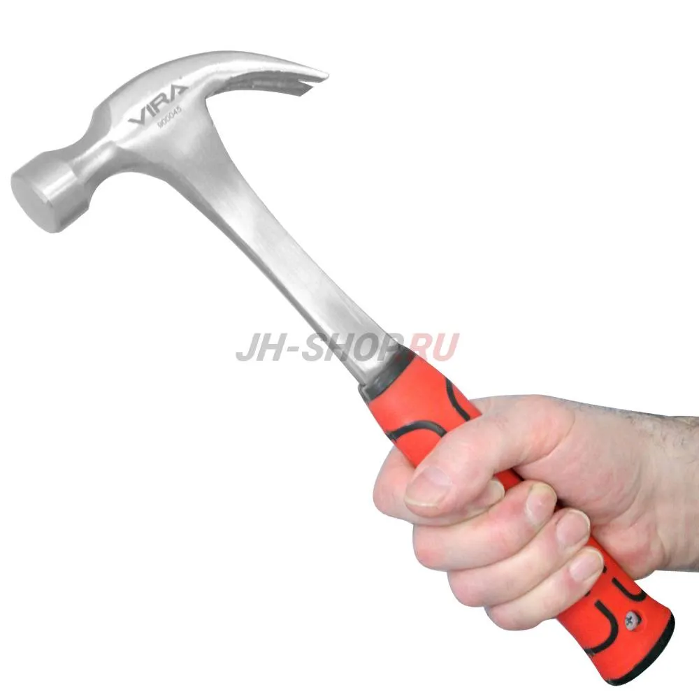 Молоток с гвоздодёром, 560 гр., цельнометаллический VIRA