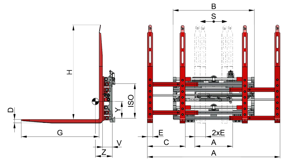 Захват двухпалетный KAUP 1,5T429C