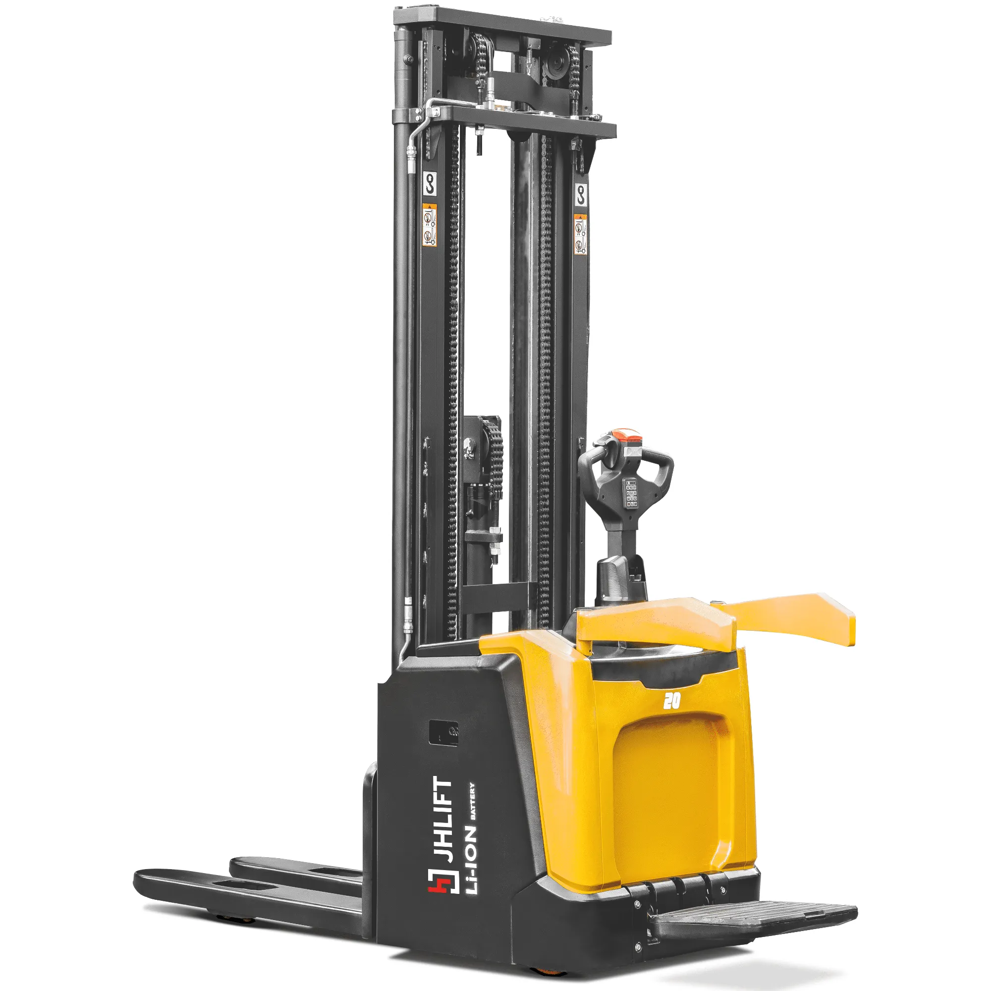 Штабелер электрический самоходный JHLIFT CDD 12-20 X-S с платформой оператора, 2100-6000 мм, интегрированная Li-Ion  батарея