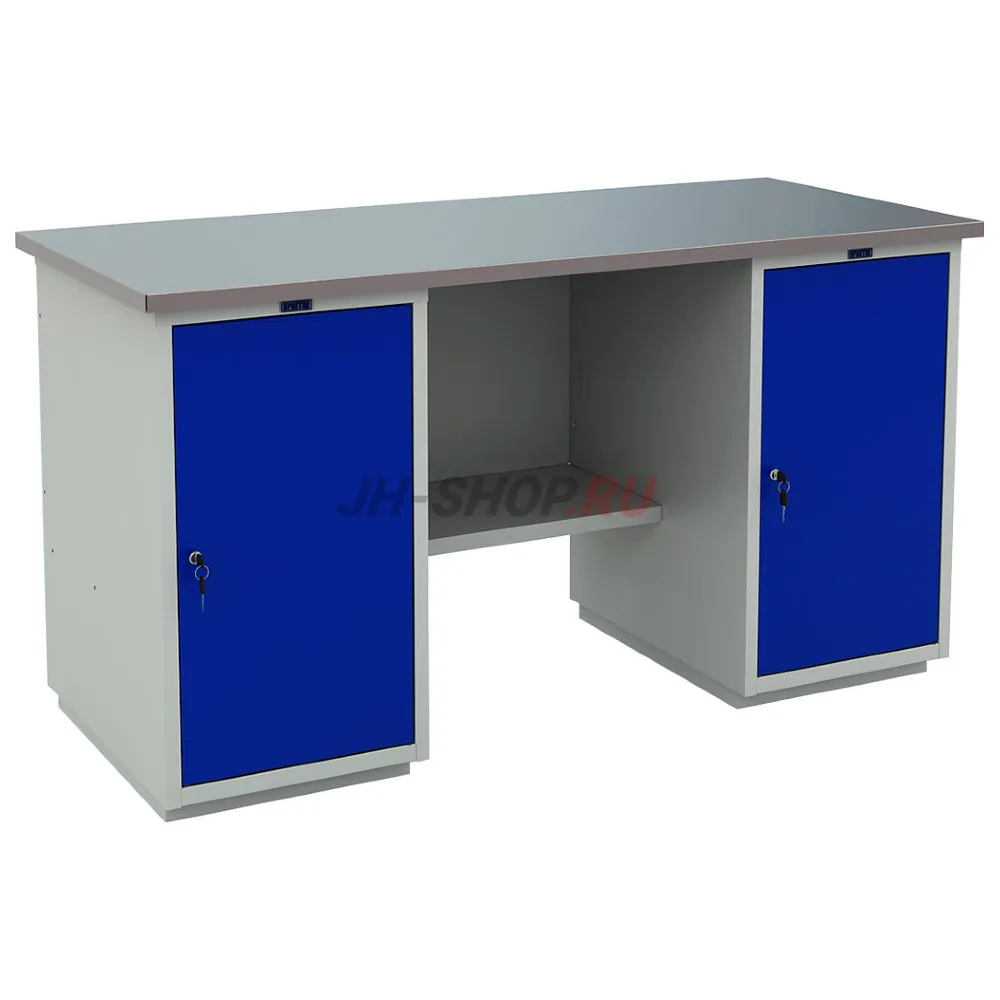 Слесарный верстак из листовой стали ( 2 тумбы с двумя дверцами ) WT160.WD1/WD1.000