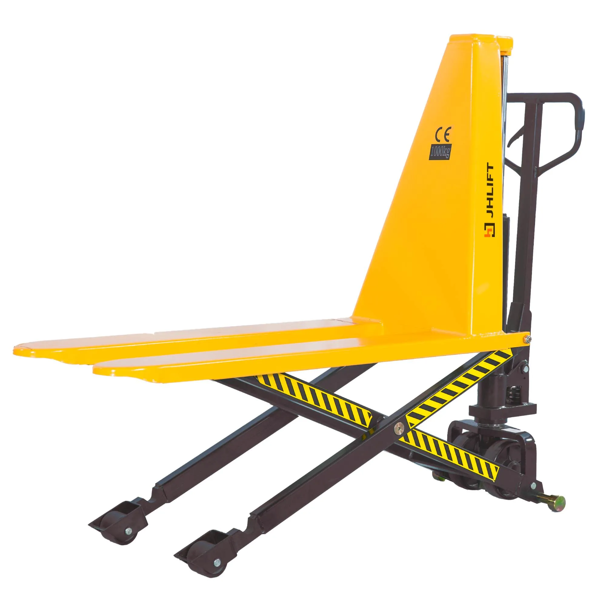 Гидравлическая тележка (рохля) с ножничным подъемом JHLIFT HLS1000N, 1000 кг, 1150х540 мм, с полиуретановыми колесами