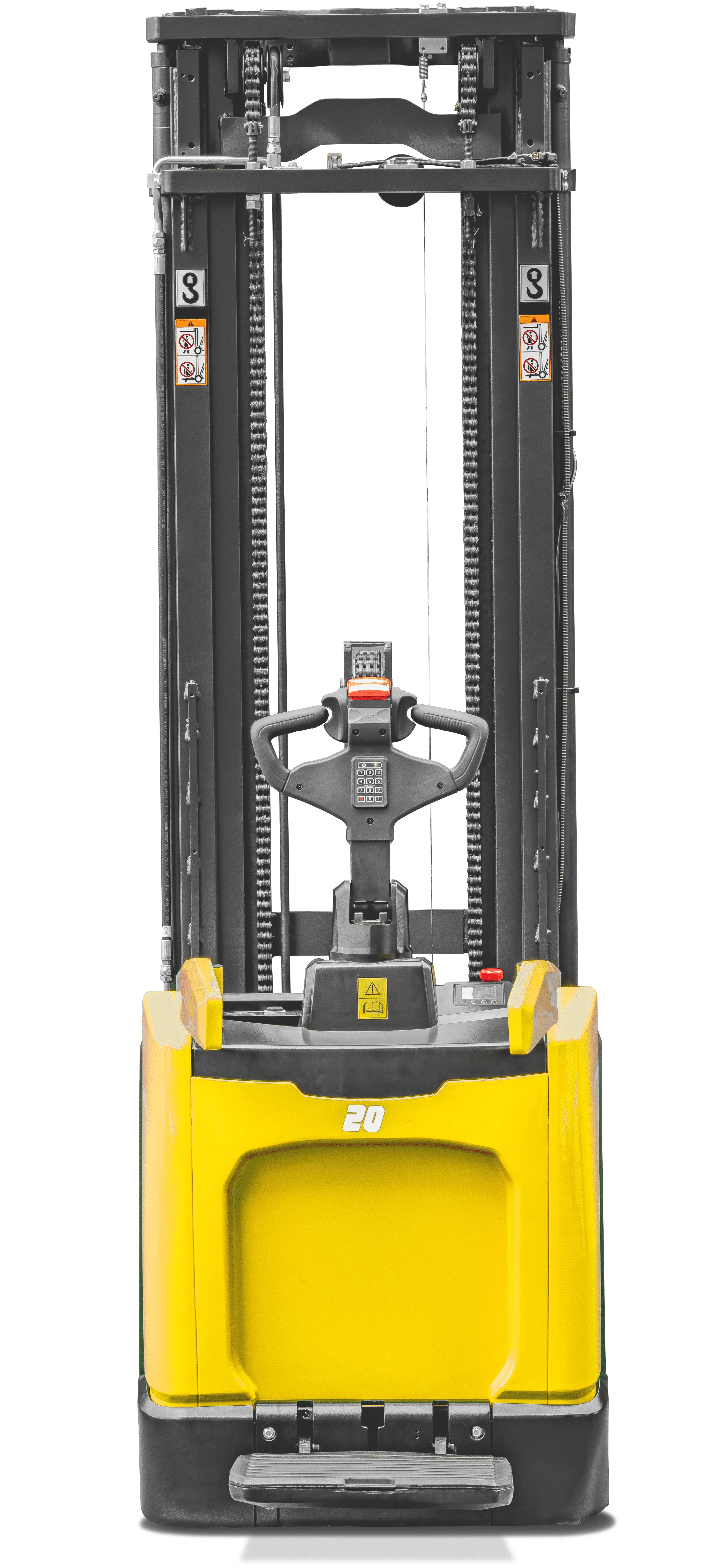 Штабелер электрический самоходный JHLIFT CDD 12-20 X-S с платформой оператора, 2100-6000 мм, интегрированная Li-Ion  батарея