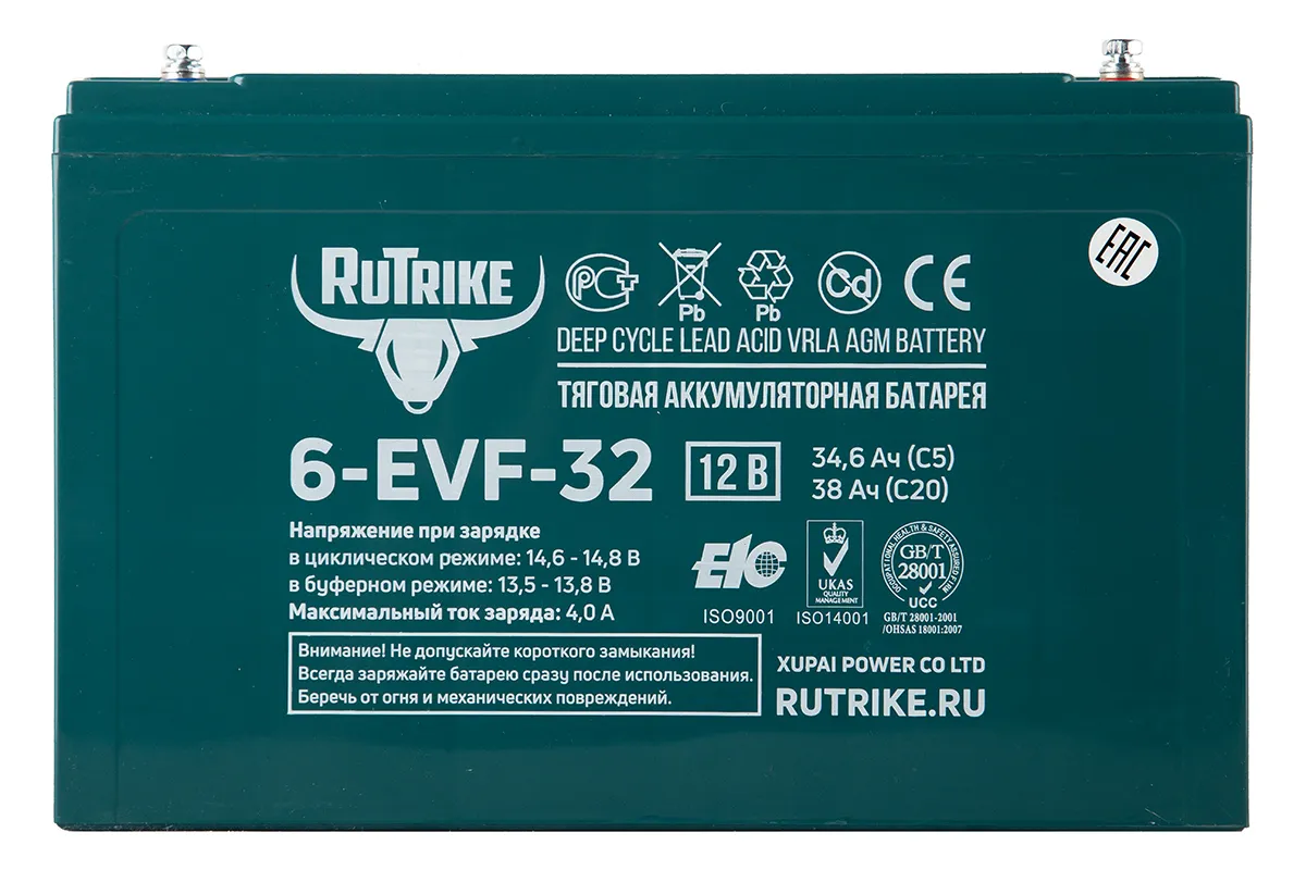 Тяговый гелевый аккумулятор RuTrike 6-EVF-32