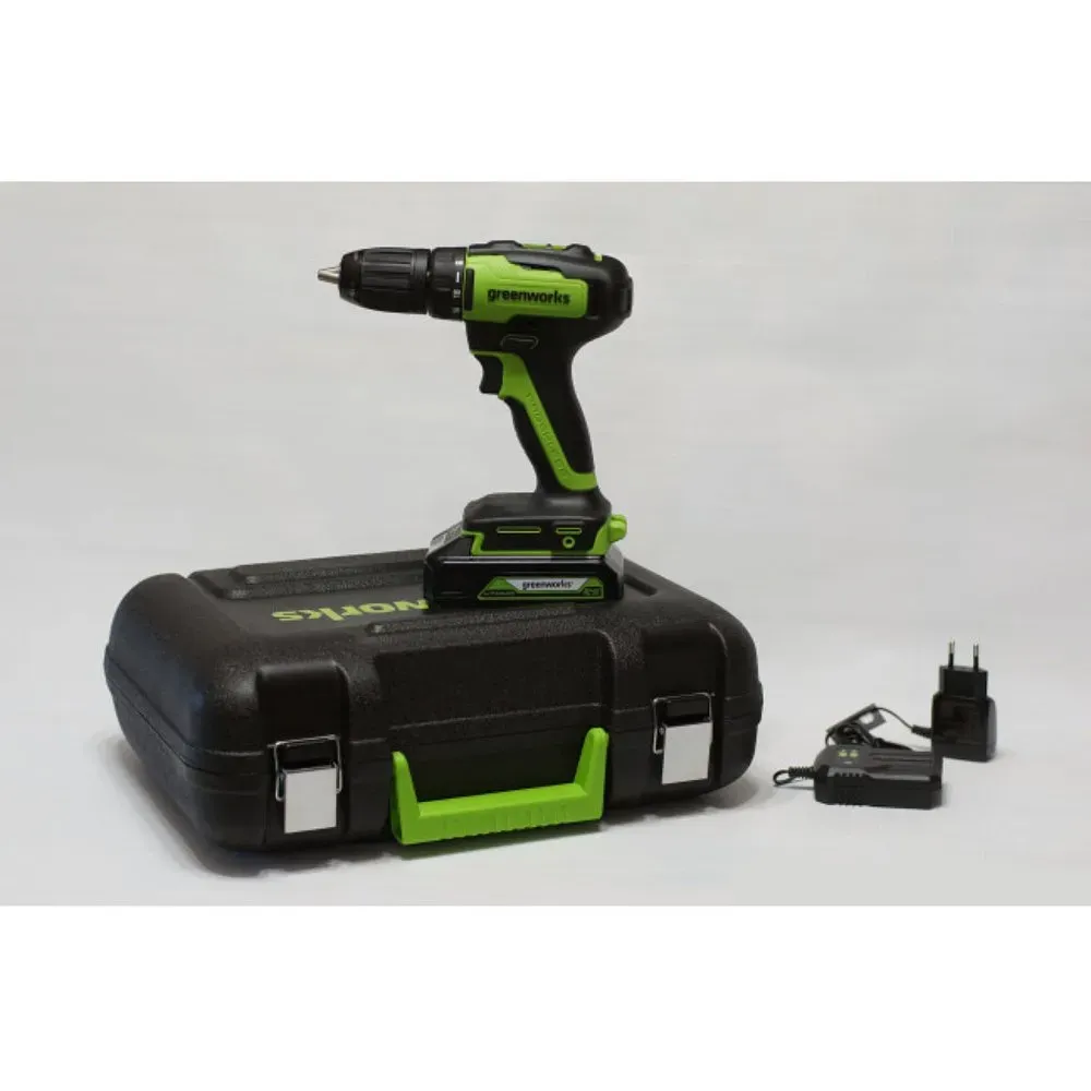 Дрель-шуруповерт аккумуляторная Greenworks GD24DD35, 24V, c АКБ 2 Ач и ЗУ