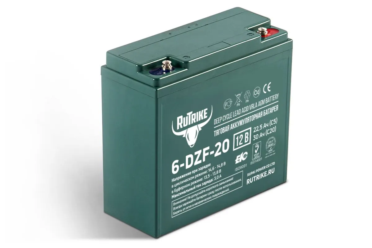 Тяговый гелевый аккумулятор  RuTrike 6-DZF-20