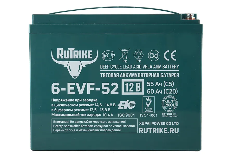 Тяговый гелевый аккумулятор RuTrike 6-EVF-52