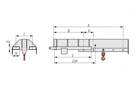 Стрела безблочная (крепление на вилы) СБВ-30/20/8 картинка