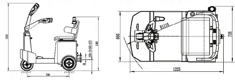 Электрический тягач ML-200S с местом оператора, б/м 2000 кг картинка