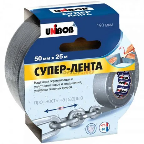 Армированная Супер-Лента UNIBOB 50мм х 25м, серая картинка