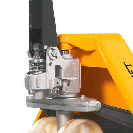 Коротковильная гидравлическая тележка (рохля) JHLIFT BF25-H, 2500 кг, 800х550 мм, усилен., с нейлоновыми колесами картинка