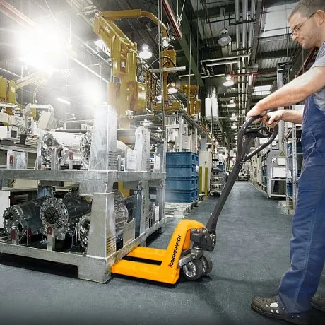 Длинновильная гидравлическая тележка (рохля) Jungheinrich AM 22 C-BV, 2200 кг, 1600х520 мм, с резиновыми колесами картинка