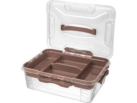Ящик для хранения Grand box 390х290х124 10 л. с замком и вставкой-органайзером картинка