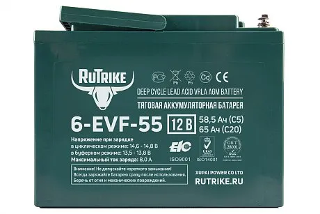 Тяговый гелевый аккумулятор RuTrike 6-EVF-55 картинка