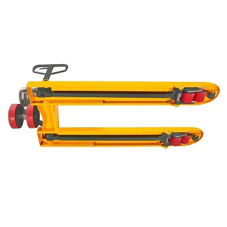 Длинновильная гидравлическая тележка (рохля) JHLIFT LBF15, 1500 кг, 2300х550 мм, с полиуретановыми колесами картинка