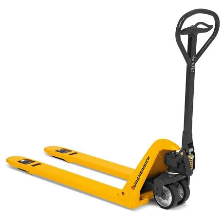 Низкопрофильная гидравлическая тележка (рохля) Jungheinrich AM 15L C-BN, 1500 кг, 1150х520 мм, с резиновыми колесами картинка