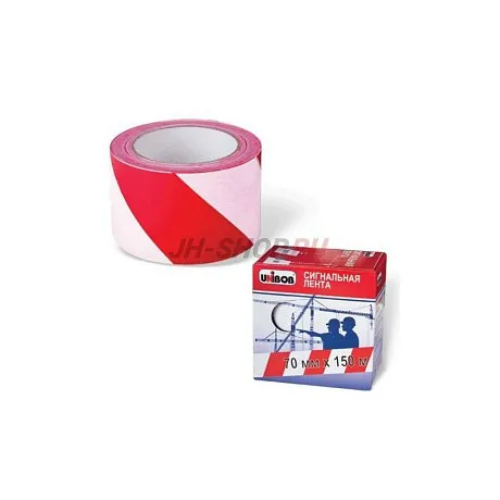 Лента сигнальная UNIBOB 70мм х 150м, красно-белая картинка