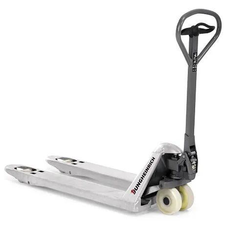 Гидравлическая тележка (рохля) из нержавеющей стали Jungheinrich AM G20 SH, 2000 кг, 1150х520 мм, с нейлоновыми колесами картинка