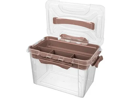 Ящик для хранения Grand box 290х190х180 6,65 л. с крышкой, замком и вставкой-органайзером картинка