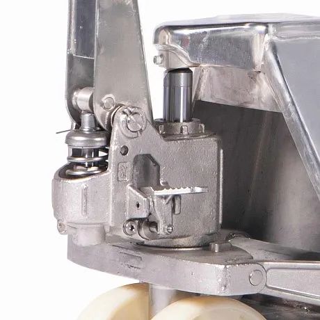 Гидравлическая тележка (рохля) JHLIFT WH-25S-H из нержавеющей стали, 2500 кг, 1150х550 мм, с нейлоновыми колесами картинка