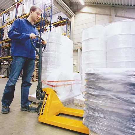 Гидравлическая тележка (рохля) Jungheinrich AM 22 VBV, 2200 кг, 600х500 мм, с полиуретановыми колесами картинка