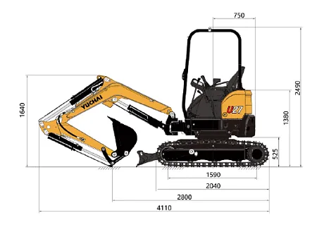 Миниэкскаватор Yuchai U27 c закрытой кабиной картинка