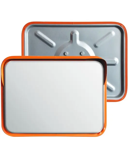 Зеркало сферическое прямоугольное с козырьком из нержавеющей стали