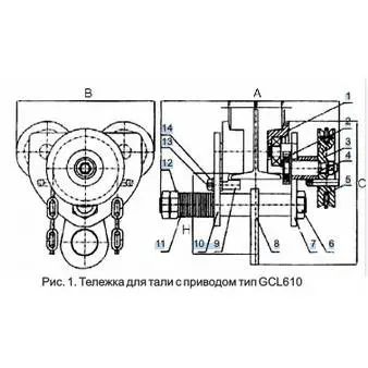 Механизм передвижения тали ручной (кошка) приводная картинка