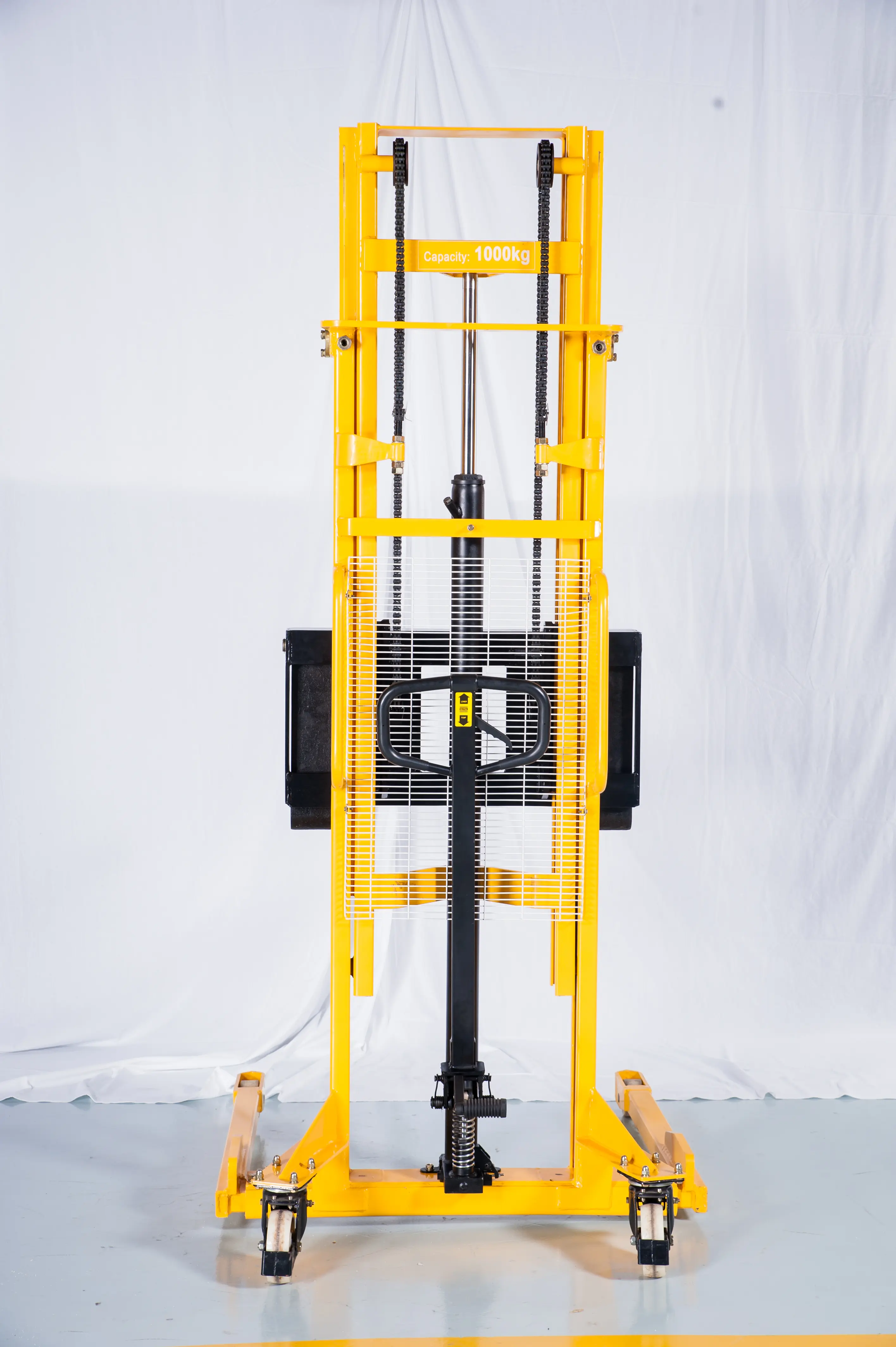 Гидравлический штабелер с расширенными опорами и раздвижными вилами JHLIFT WMSA1000, г/п 1000 кг, в/п 2000 мм