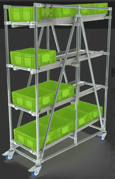 Гравитационный стеллаж для ящиков на колесах ГСЯК41-400