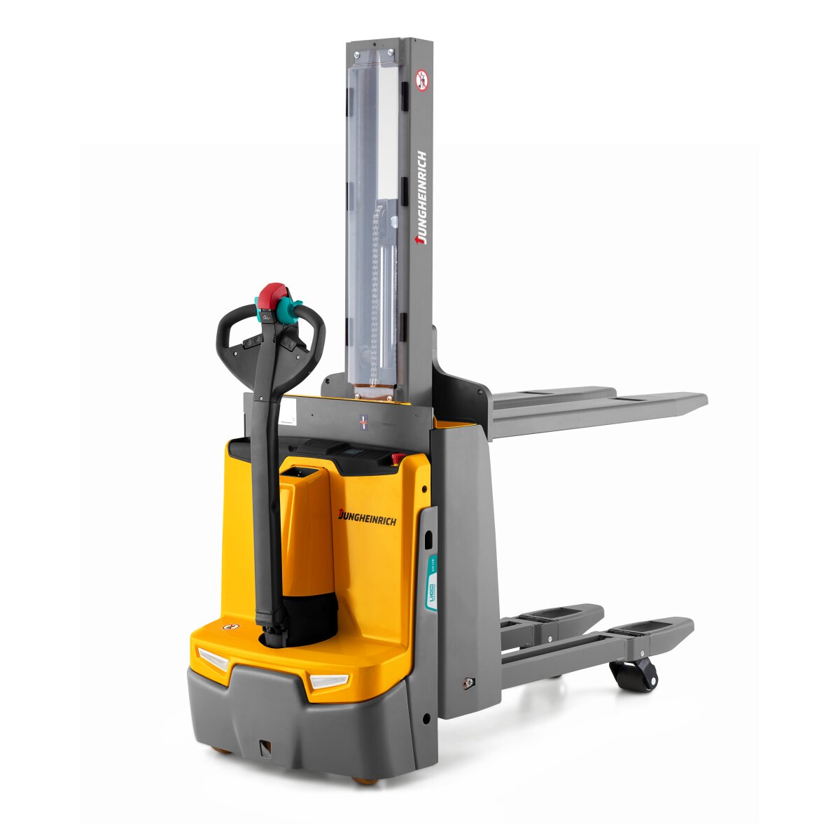 Штабелер электрический самоходный Jungheinrich EJD 118i, 1000 мм с консолью управления и опорными лапами