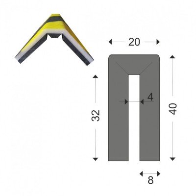 Профиль защитный сигнальный П-Мат тип W 8/32/4 1м картинка