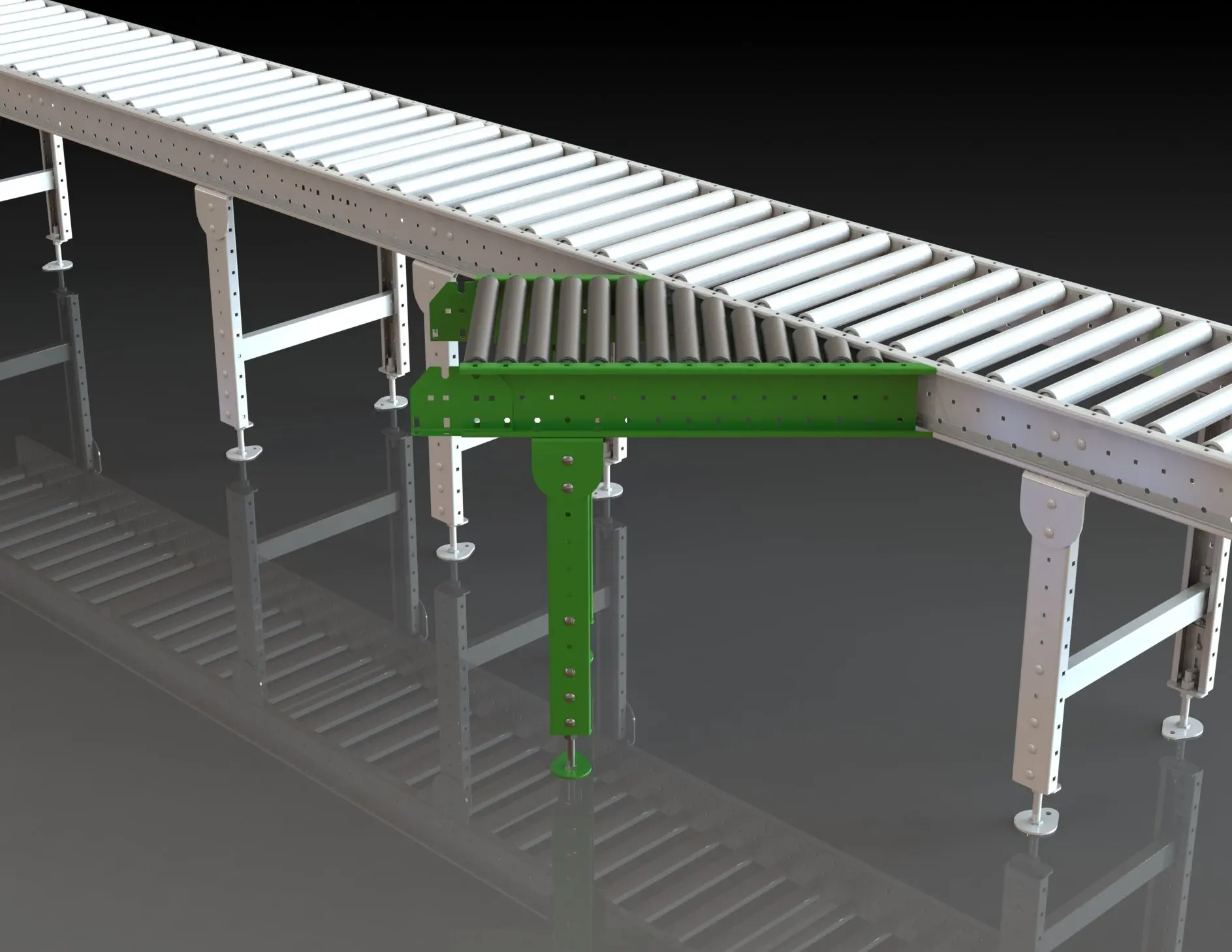 Угловой неприводной рольганг 