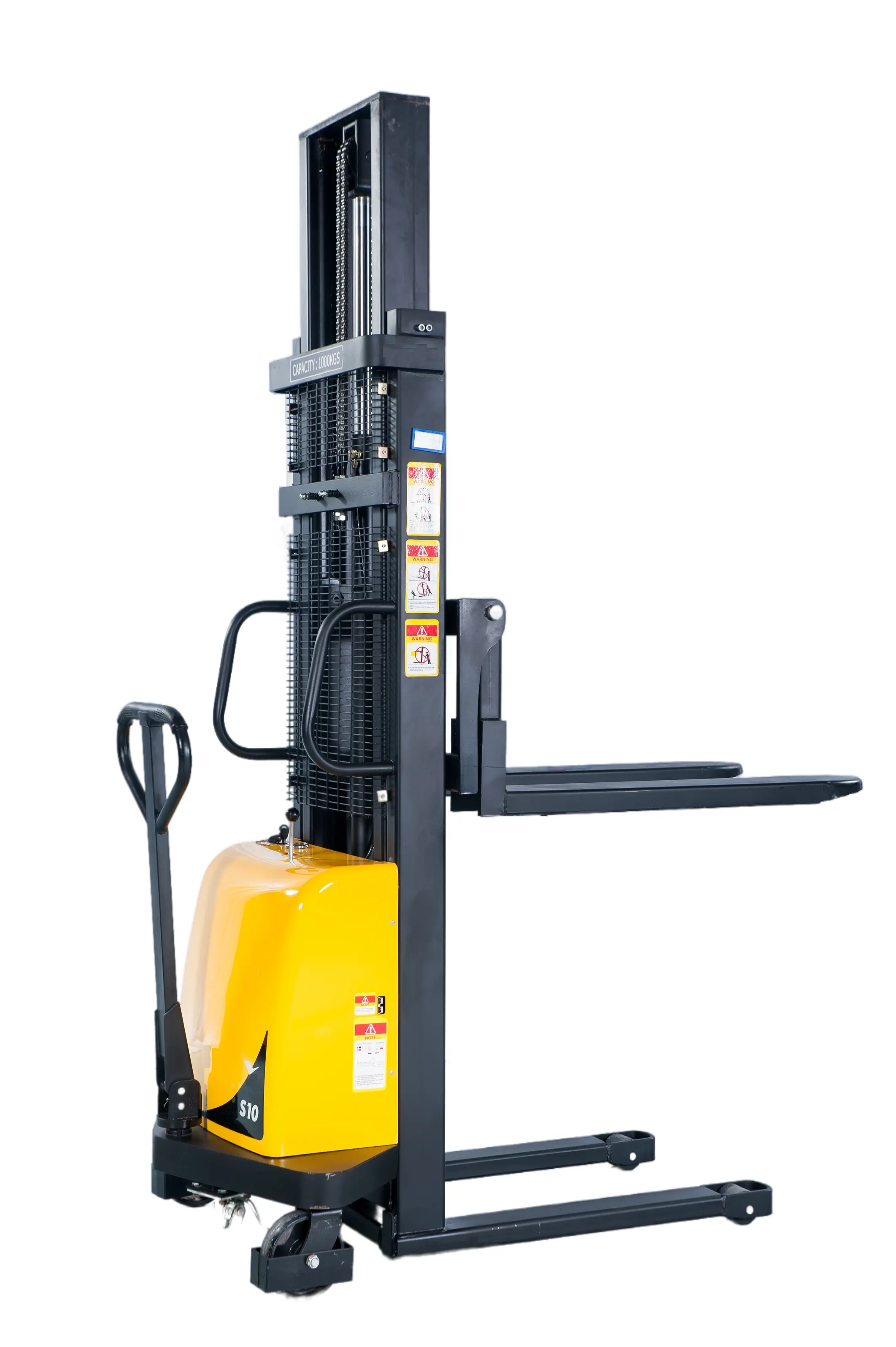 Гидравлический штабелер с электроподъемом и раздвижными вилами JHLIFT DYC10, г/п 1000 кг, в/п 2500 мм