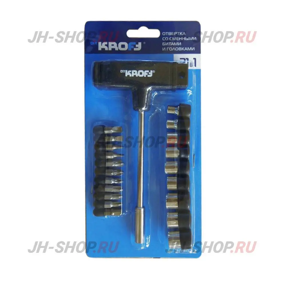 Набор головок и бит Т-образная ручка KROFT