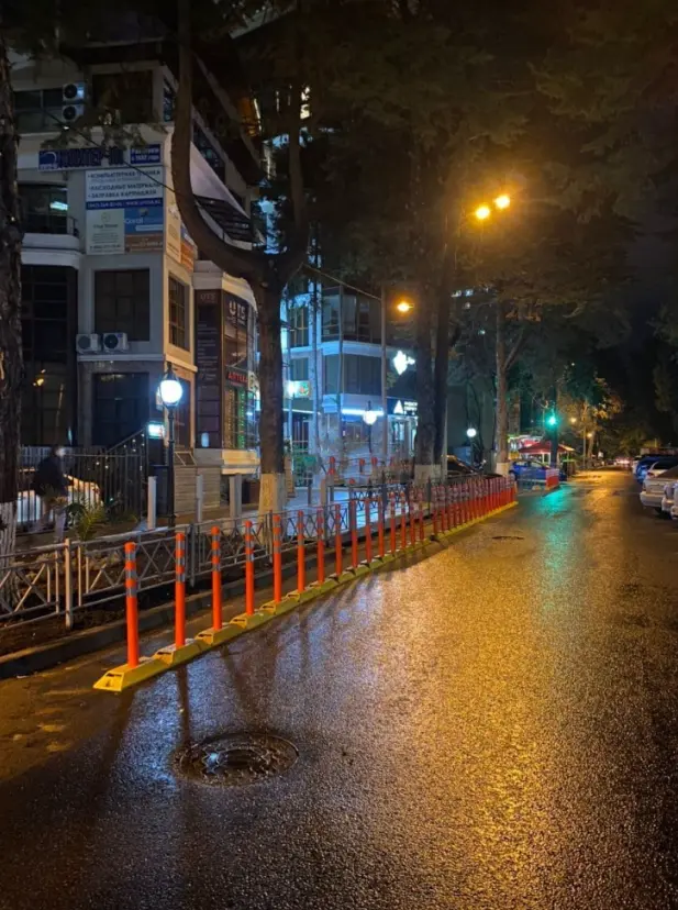 Делиниатор дорожный резиновый ДДР-610 со столбиком сигнальным упругим 380 мм