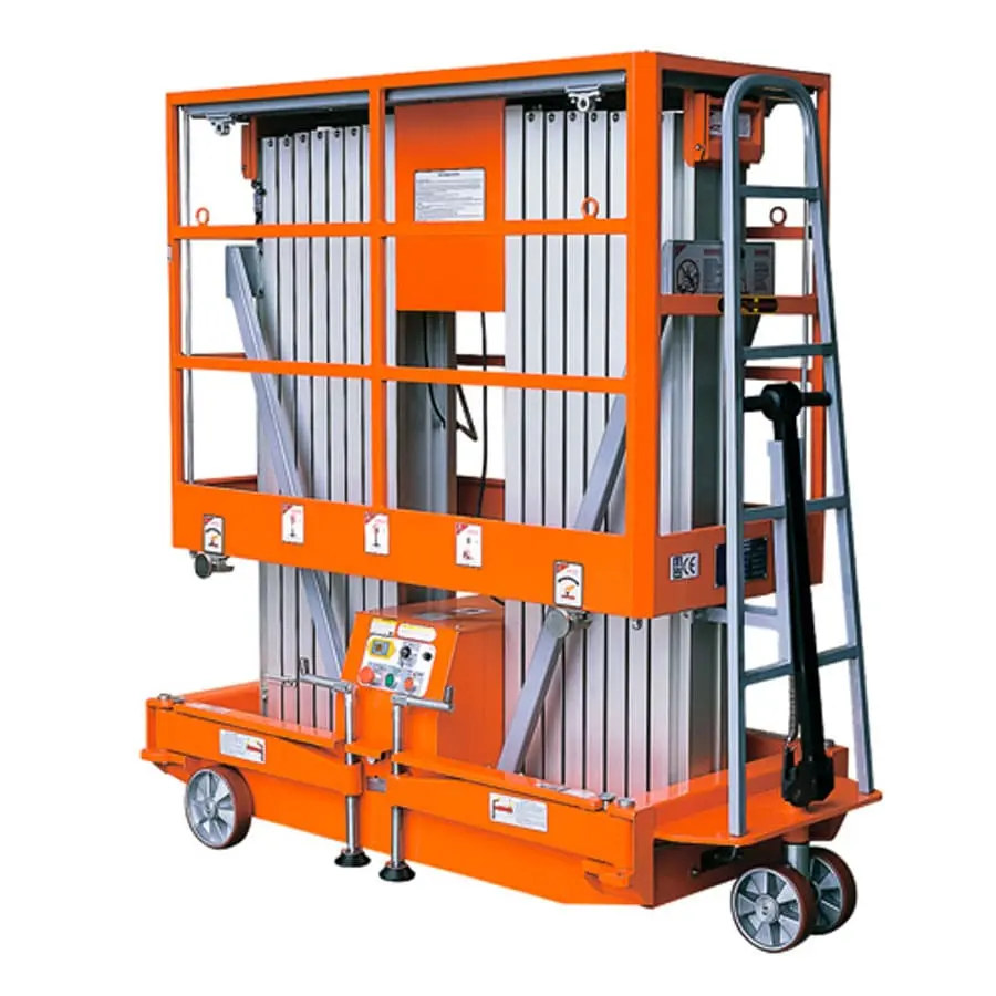 Несамоходный мачтовый телескопический подъемник модели GTWY12-200S DC (автономный), р/в 14000 мм, г/п 200 кг