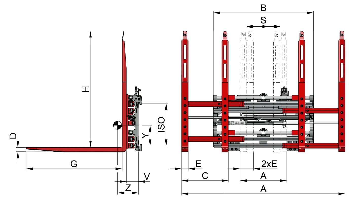Захват двухпалетный KAUP 1,5T429C