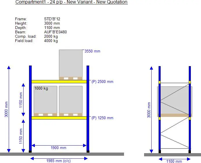 Фронтальный стеллаж 24 паллетомест