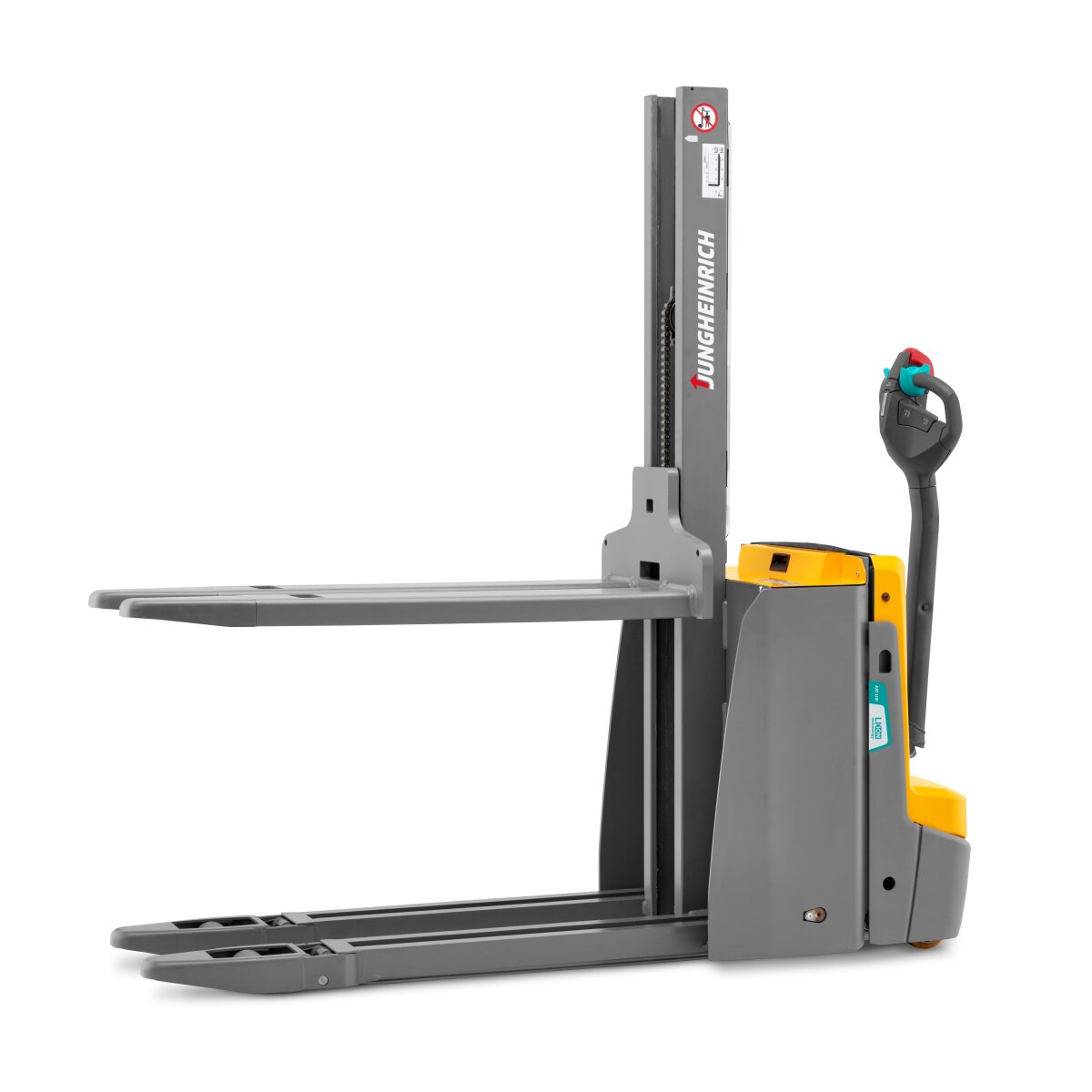 Штабелер электрический самоходный Jungheinrich EJD 118i, 1520 мм с консолью управления и опорными лапами