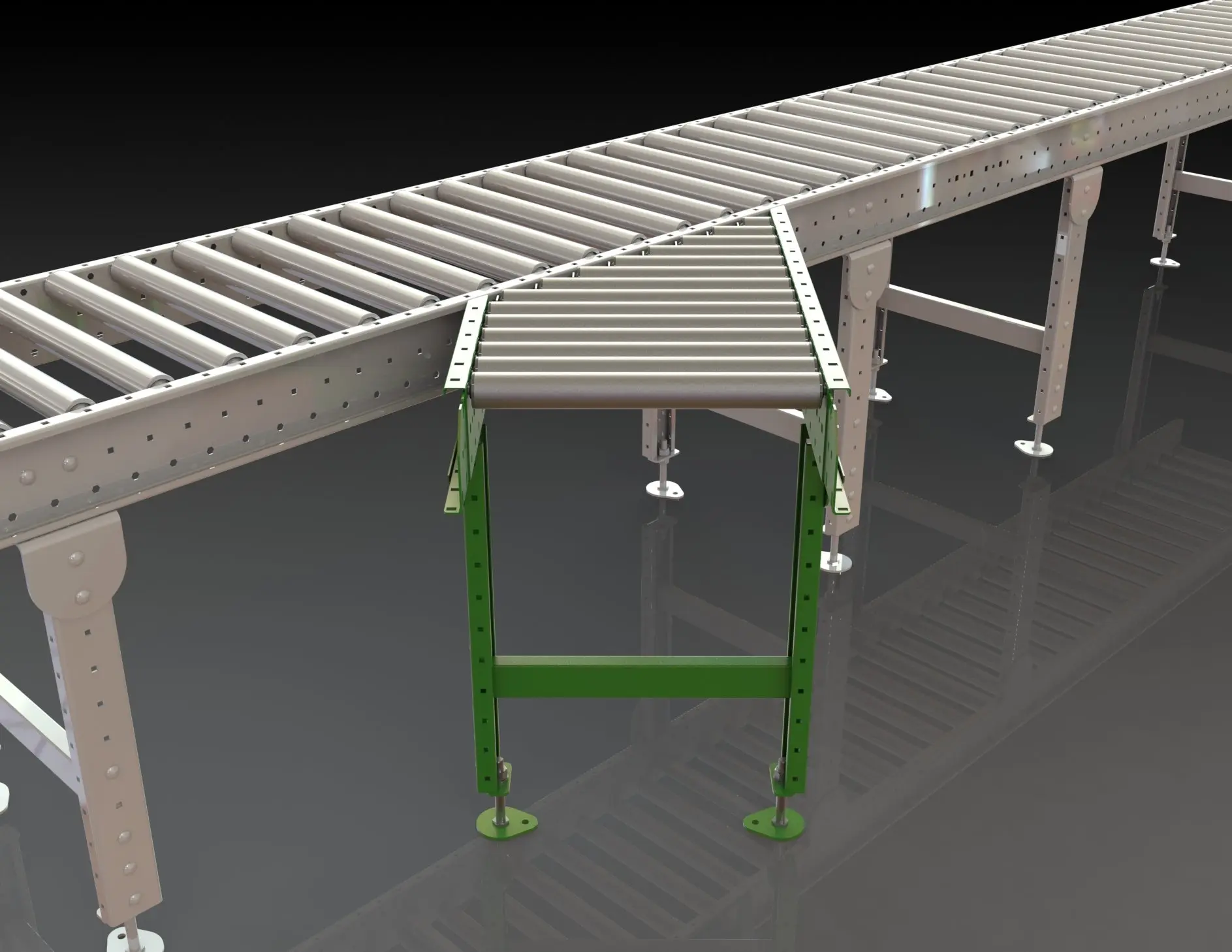 Угловой неприводной рольганг 