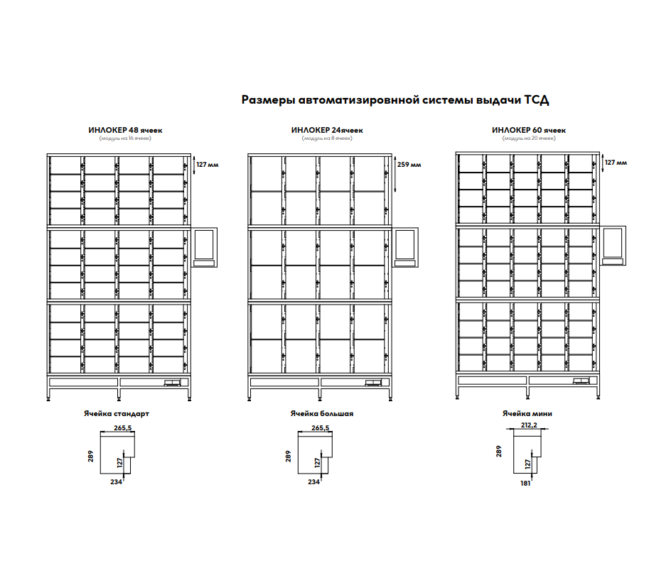 Шкаф Инлокер для автоматической выдачи ТСД 8 стандартных ячеек