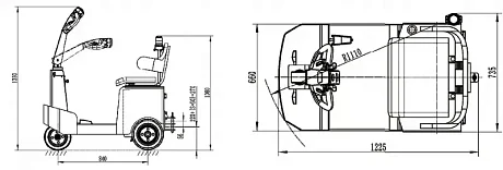 Электрический тягач ML-150S с местом оператора, б/м 1500 кг картинка