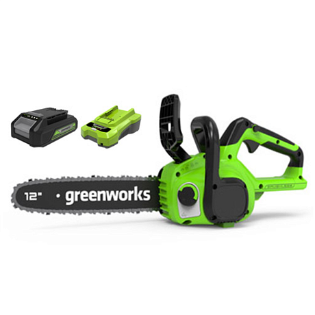 Цепная пила аккумуляторная Greenworks GD24CS30 24V (30см) бесщеточная с АКБ 4 Ач и ЗУ картинка