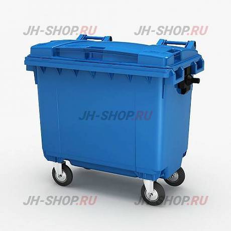 Передвижной мусорный контейнер на 4 колесах  660 л. синий  "крышка в крышке" картинка