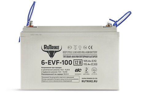 Тяговый гелевый аккумулятор RuTrike 6-EVF-100 картинка