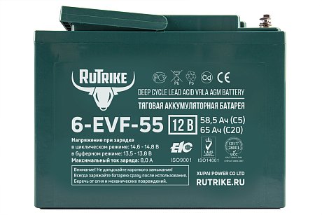 Тяговый гелевый аккумулятор RuTrike 6-EVF-55 картинка
