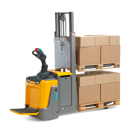 Штабелер электрический самоходный Jungheinrich ERD 120 DT, 2350 мм с откидной площадкой оператора для двух паллет картинка