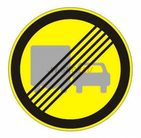 Знак 3.23 — Конец зоны запрещения обгона грузовым автомобилям (временный)  картинка