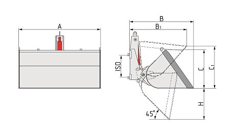 Ковш для вилочных погрузчиков КО/H-1,0 (крепление на каретку) картинка