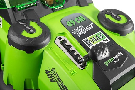 Газонокосилка Greenworks 40V (49 см) с АКБ 4 А/ч и ЗУ картинка